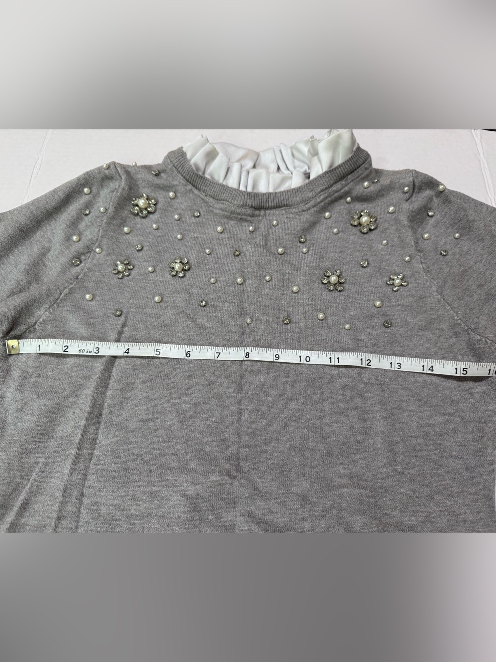 Ontwelfth Embellished Grey Crewneck Sweater - Picture 10 of 11